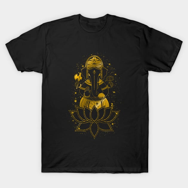 Golden Ganesha T-Shirt by MarinaDemidova